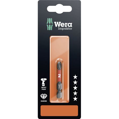 Wera 851/4 IMP DC SB SiS 05073956001 Kreuzschlitz-Bit PH 2 Werkzeugstahl legiert, diamantbeschichtet