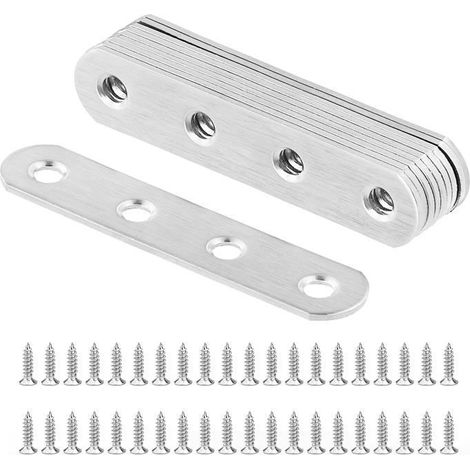 Supports de montage en acier inoxydable 77×16×2 mm Lot de 10 supports droits + 40 vis M4×16 (1/5)