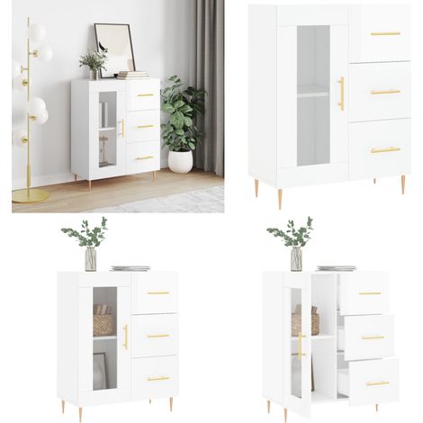 Sideboard Hochglanz-Weiß 69,5x34x90 cm Holzwerkstoff - Schreibtisch - Wohnzimmermöbel - Sideboard - Regal - Holz Sideboard - Home & Living (1/5)