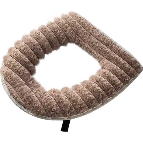 Couvre-Abattant Chauffant En Peluche - Universel - Pour Siège De Toilette Standard - Fausse Fourrure Épaisse - Fermeture Éclair - 1 Pièce (1/5)