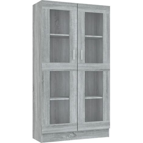 Vetrina moderna in stile classico con 4 scomparti 82,5 x 30,5 x 150 cm legno grigio 020048145