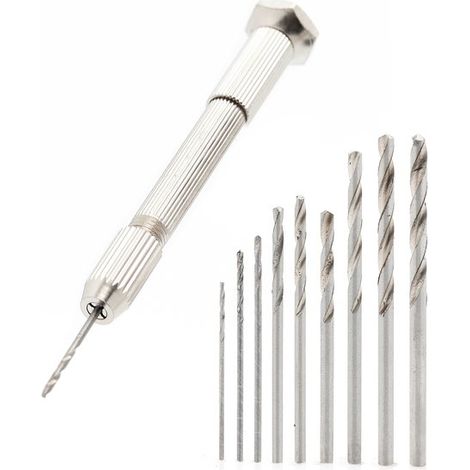 Mini taladro con mecanismo de empuje - Juego de 10 brocas - Perfecto para materiales blandos - Agarre antideslizante (1/5)