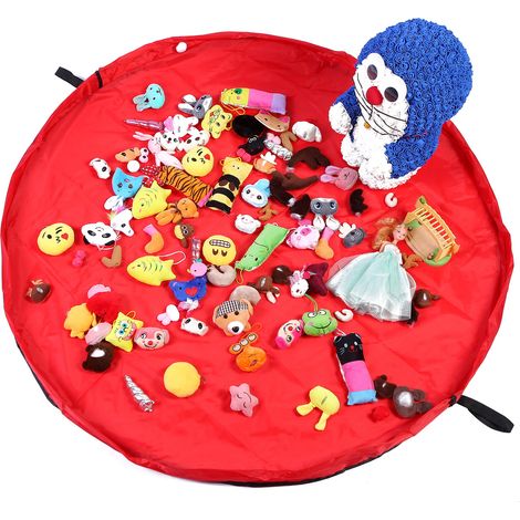 Tapis de jeu pour enfants sac de rangement de jouets pliable tapis pour enfants rangement de jouets pour enfants 60 pouces (150 cm) - Rouge (1/2)