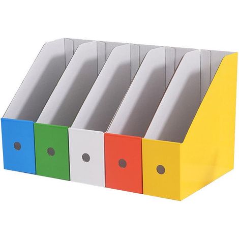 Lot de 5 boîtes de rangement en carton pré-plié pour magazines, classeur à stickers, livres, documents et cahiers – usage scolaire, bureau, maison – assemblage facile (1/5)