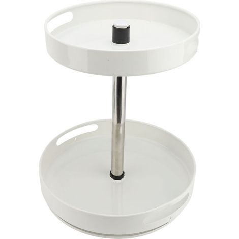 Organisateur d'épices à 2 niveaux plateau rotatif à 360 degrés plateau tournant à hauteur réglable étagère de rangement pour assaisonnement de cuisine condiments blanc (1/2)