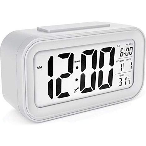 1 Réveil numérique sans fil, grand écran, 3 alarmes, fonction snooze, capteur lumière, date température, chambre bureau voyage (1/5)