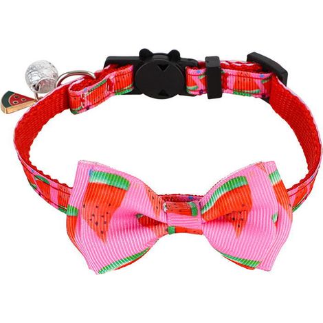 Collier Pour Chat - Ruban Avec Nœud Fruit - Clochette Détachable - Réglable En Longueur - 1 Pièce (1/5)