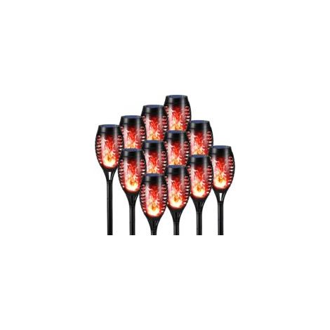 Juego de 12 luces solares para exteriores, luces solares para exteriores con llama dinámica realista - iluminación solar para interiores y caminos [Clase energética G]-Crezuo