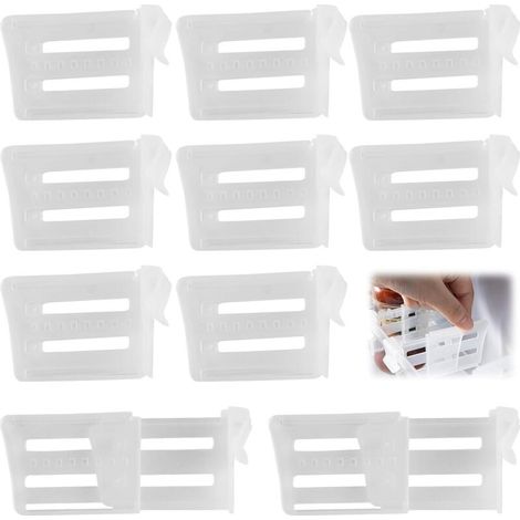 10 Stück Trennwand für Kühlschrank, verstellbare Kühlschrank-Trennvorrichtungen, ausziehbarer Schubladen-Organizer (1/5)