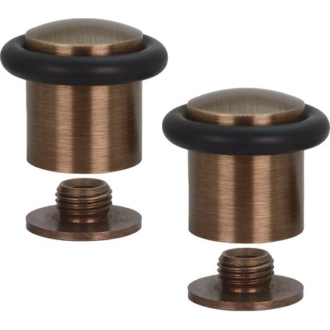Lot de 2 butées de porte avec base filetée en caoutchouc noir en silicone naturel  laiton  Comprend cheville + vis (1/5)