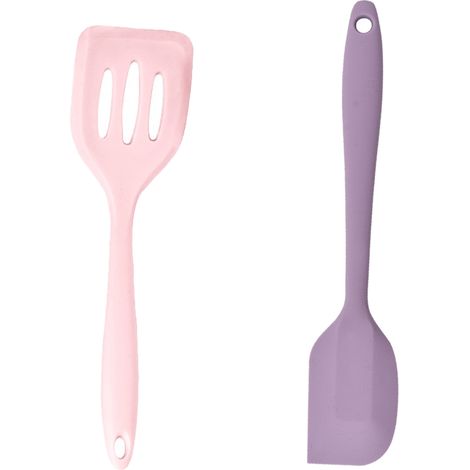 Ensemble Ustensiles Cuisine - Outils Silicone Spatules - Pour Petites Portions Et Sauces - Lot De 2 (1/5)