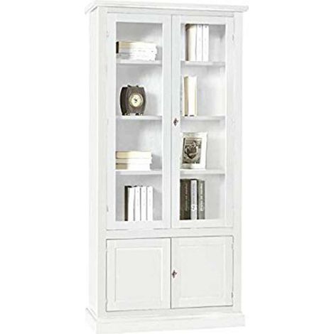 JULIET - mobile con vetrina in legno massello cm 90 x 41 x 186 h