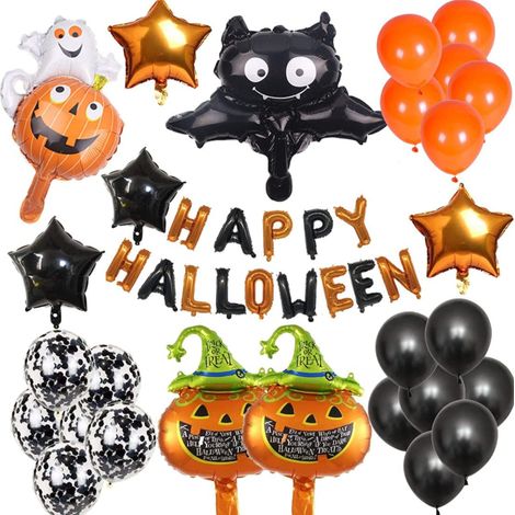 Decorazioni di Halloween, set grande di ornamenti, palloncini, ghirlanda, zucca, pipistrello XL