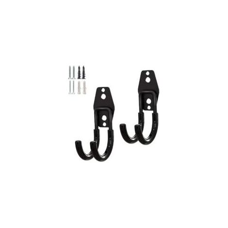 Lot de 2 crochets de garage multifonctionnels robustes, crochets muraux en acier, organisateur d'outils de jardin (Petit J Lot de 2) (1/5)
