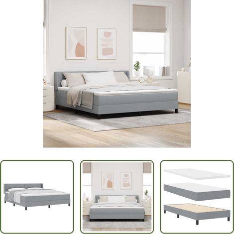 vidaXL Polyesterbett - Boxspringbett mit Matratze Hellgrau 200 x 180 cm Stoff (1/5)