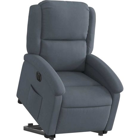 vidaXL Poltrona Alzapersona Reclinabile Elettrica Grigio Scuro Velluto (1/5)