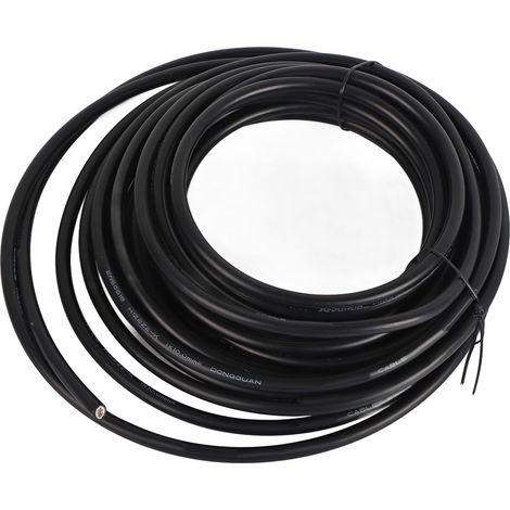 Câble solaire haute température résistant XLPE 10mm² 10m/32,8ft noir, fil photovoltaïque à faible excentricité, économie d'énergie pour panneaux solaires (1/5)