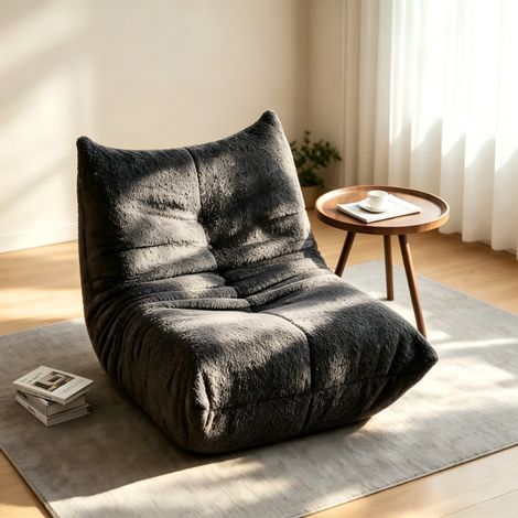 Pouf-Poire Chenille ,Pouf Poire Adulte,auteuil Sol Cheminée,Mousse Mémoire Forme, Salon Chambre Bureau- 94x101x71cm -Gris (1/5)