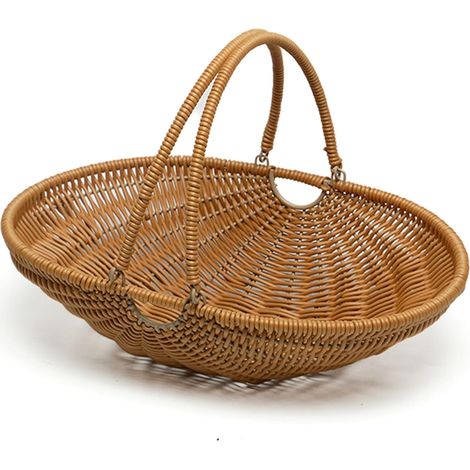 Panier de récolte pour légumes de jardin, grand panier collecte tissé en PP avec poignée pliable pour pique-nique, ferme, cuisine, rangement, décoration d'intérieur