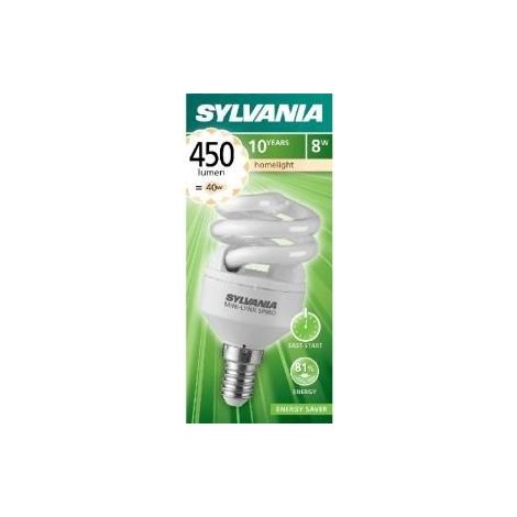 AMPOULE SYLVANIA FLUO-COMPACT E14 8WCHAUDE