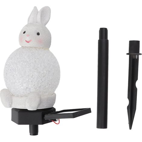 Lapin lumineux solaire LED blanc pour jardin, lampe paysage en forme de lapin, éclairage coloré extérieur pour Noël, Thanksgiving, insert au sol.