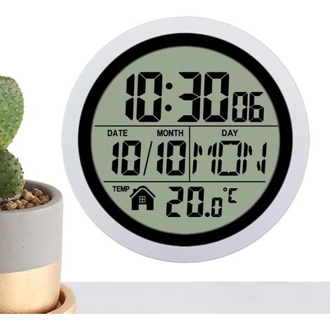 Horloge de Bain Afficheur LCD étanche température Date Horloge à Piles pour Salle de Bain avec Ventouse Pour cuisine, douche, maison, chambre, salon, bureau, appartement, piscine, (1/5)