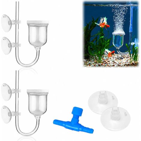 Pompe à air Aquarium silencieuse Lot de 2, diffuseur oxygène Nano Disque 35 mm, Pierre à air diffuseur Micro Bulles, kit aérateur Aquarium Poissons Eau Douce (1/5)