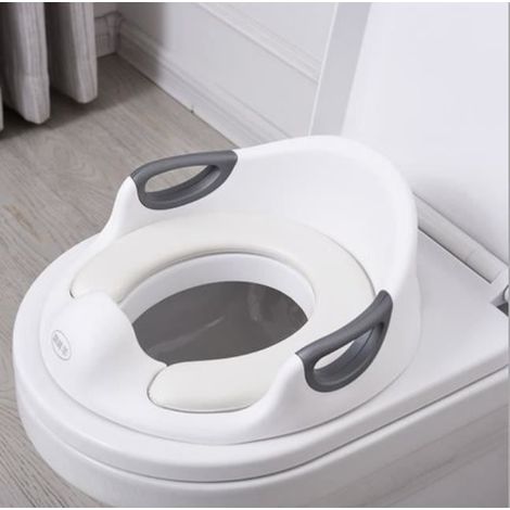 Réducteur de Toilette pour Bébé - Marque - Modèle - Siège de Toilette avec Coussin et Poignée - Blanc (1/4)
