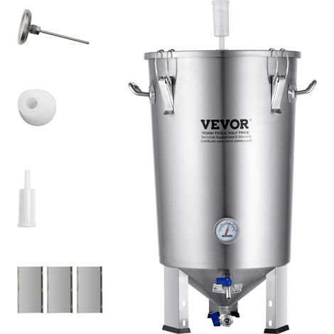 VEVOR Fermentador de Cerveza de 30L, Hervidor de Acero Inoxidable 304, Fermentador de Cubo de Cerveza para Elaboración de Cerveza, Suministros de Elaboración Casera con Base (1/5)