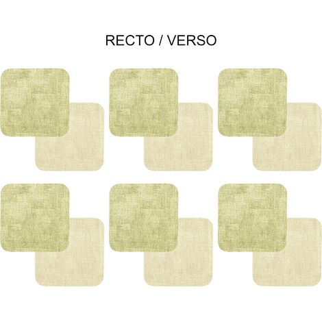 Table Passion - Set de 6 dessous de verre carré verte beige (1/2)