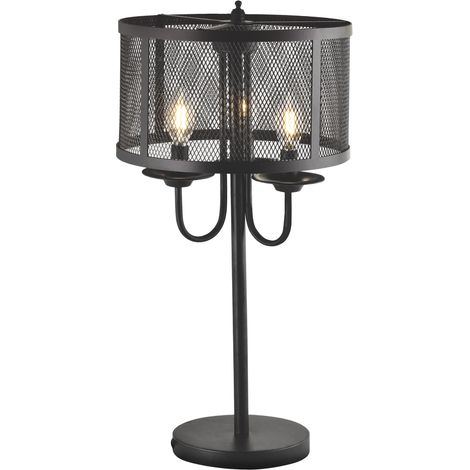 Lampe de table noire métal/verre 3xE14 68cm SOHO Polux (1/3)