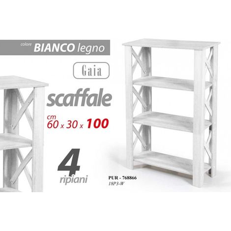 Platzsparendes schlankes weißes Holzregal cm 60 x 30 x 100 h