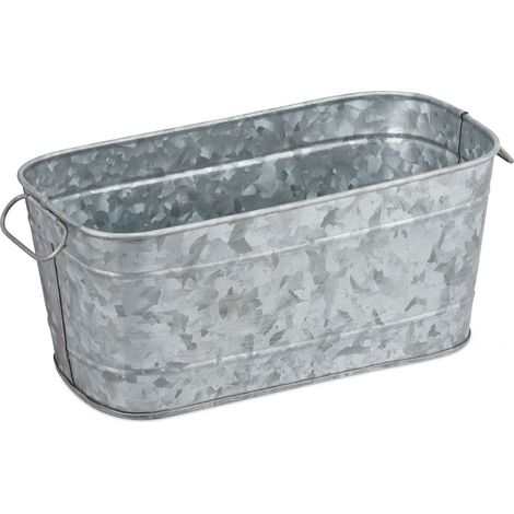 Jardinera rectangular vintage jardín terraza 16 x 38 x 19 cm impermeable de hierro galvanizado 130009539 (1/4)