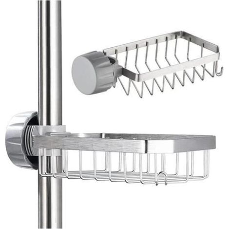 Porte Savon Douche,Etagere Douche Sans Percage,Rangement Douche Sans Percage Barre de Fouche,Porte-éponge en Acier Inoxydable 304-wj (1/4)