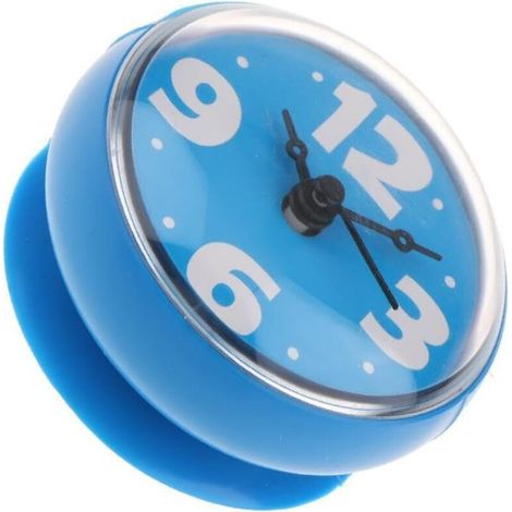 Bardusch-Horloge murale étanche salle de bain – miroir – bleu 75x35 mm – forte adhérence – douche/sdb (1/5)