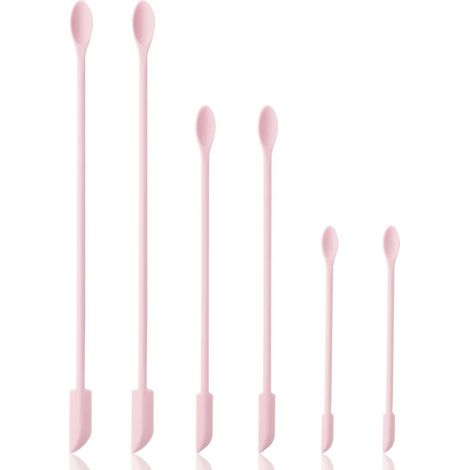 6er Set Silikon Spatel, Make-up & Küchenschaber, Rosa, Verschiedene Größen