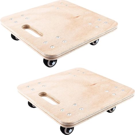 Lot de 2 roulettes de transport en bois - 30 x 30 cm - 18 mm d'épaisseur - Charge maximale : 320 kg - Pour déménagement et transport (1/5)