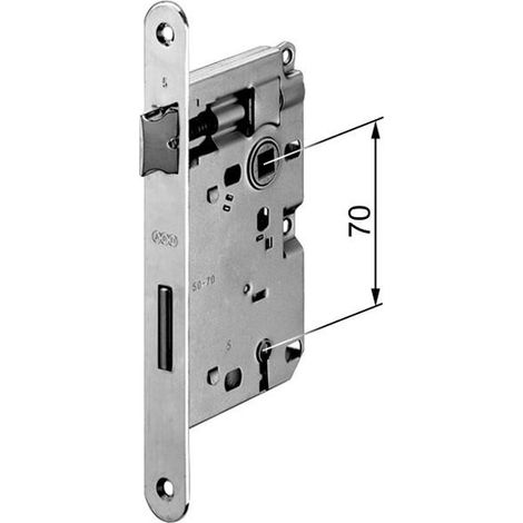 AGB - SERRATURA DA INFILARE PER PORTE INTERNE (A33) PATENT PICCOLA D70 F20 E40 CON BORDI TONDI - OTTONE