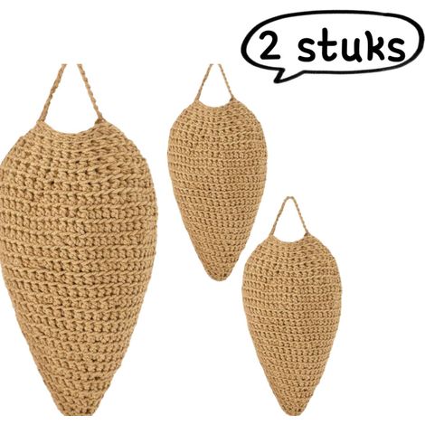 Lot de 2 leurres à guêpes crochetés avec nid de guêpes suspendu factice pour terrasse gouttière jardin et décoration intérieure 20 x 32 cm kaki clair (1/5)