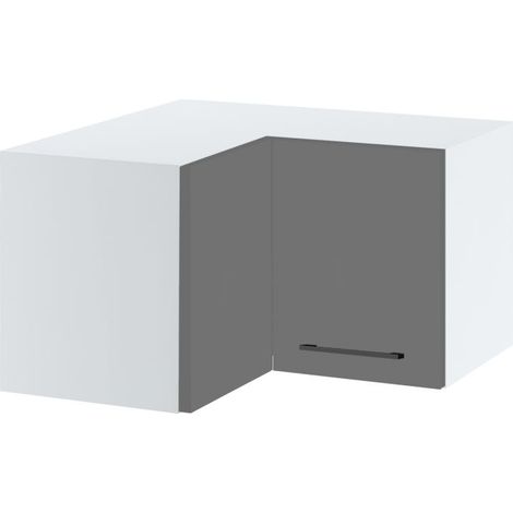 Meuble d'angle haut SLIM de cuisine Lovia Gris Mat 2 portes L 65/65 cm - Porte avec poignée apparente Grey (1/2)