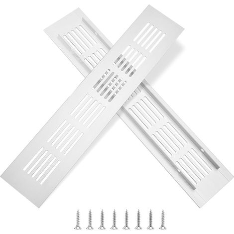 Grille de ventilation en aluminium avec vis pour la ventilation des armoires et des pièces, 25 x 5 cm, argent, 2 pièces