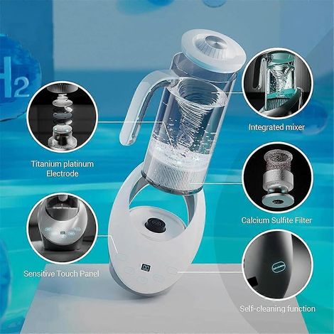 Système de filtration d'eau, carafe à eau hydrogène, générateur, machine, prise UE - Blanc (1/5)