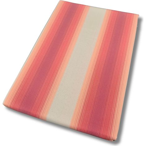 Voile d'ombrage rayé beige rouge œillets franges 145 x 250 cm (1/5)