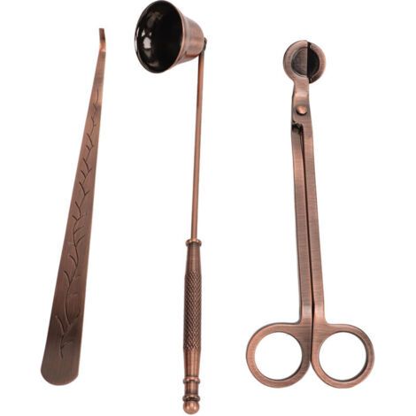 Kit de 3 Accessoires pour Bougies en Acier Inoxydable - Coupe-mèche, Éteignoir et Pique (1/5)