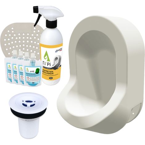 Urinario de pared TI'PI blanco sin agua + kit de válvula de pico de pato + paquete de mantenimiento