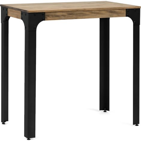 Mesa madera y acero estilo Vintage Industrial modelo Boston medidas 595x595x750