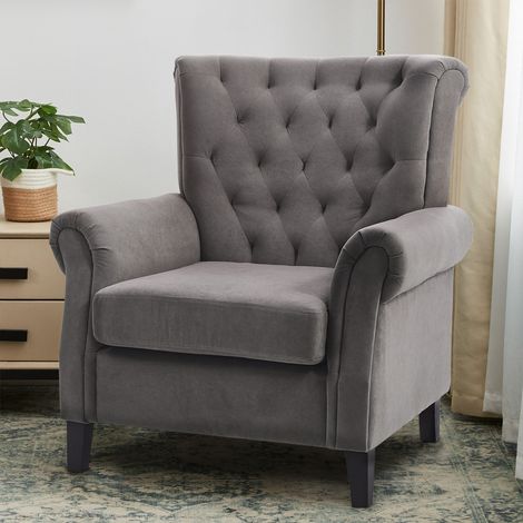 84cm W Tufted Upholstered Wingback Armchair