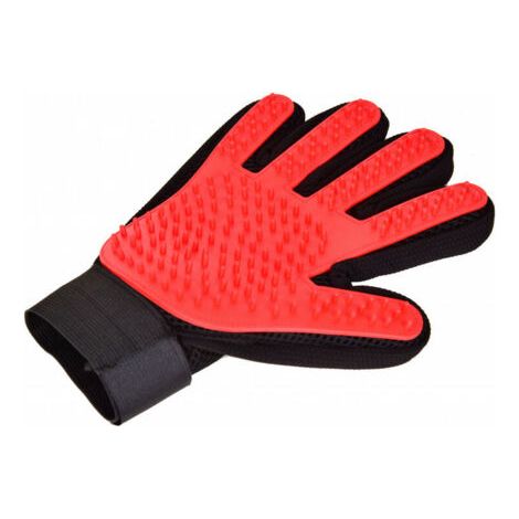 VtiziklGant Brossage Animaux - Idéal pour chiens et chats, brosse et masse, attrape les poils et la saleté. Résistant à l'eau（main droite rouge）