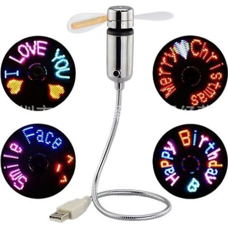 Ventilateur USB LED SQCLV, nouveau ventilateur portable programmable et créatif alimenté par USB, mini ventilateur à col de cygne DIY pour ordinateur portable et ordinateur - Lumière colorée [DB]-Aqua (1/5)