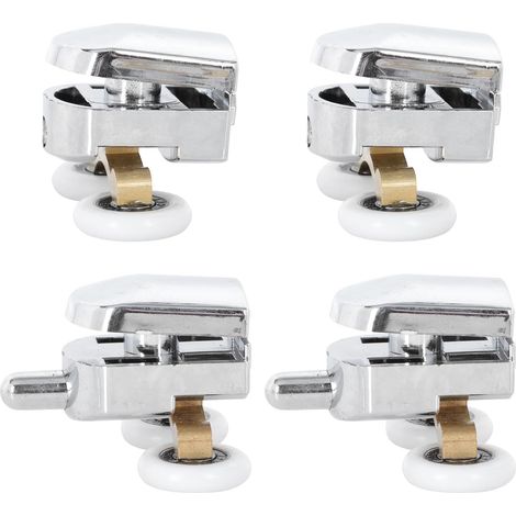 Rouleau de porte coulissante pour salle de bain, 2 sets de roulettes en acier inoxydable et cuivre, accessoires inclus, compatibles avec portes en verre de (1/5)